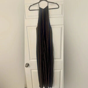 Women’s NICOLAS NAVY CHAIN PRINT HIGH NECK Cropped JUMPSUIT. Size 14.‎